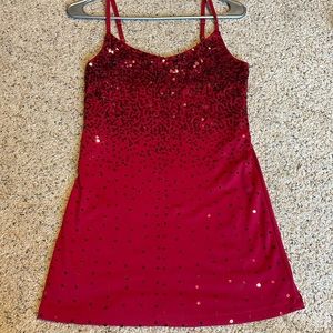 Vanity dressy tank, Medium. Red with red sequins!